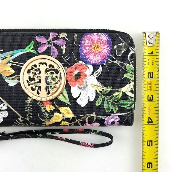 Dasein Continental Zip Around Black Multi Colour Floral Wallet Clutch  Wristlet - Picture 12 of 13